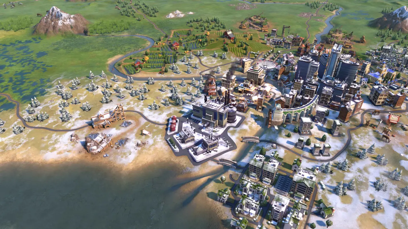 заснеженный город в Sid Meier's Civilization 7