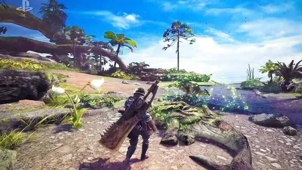 герой с мощным оружием за спиной в Monster Hunter: World