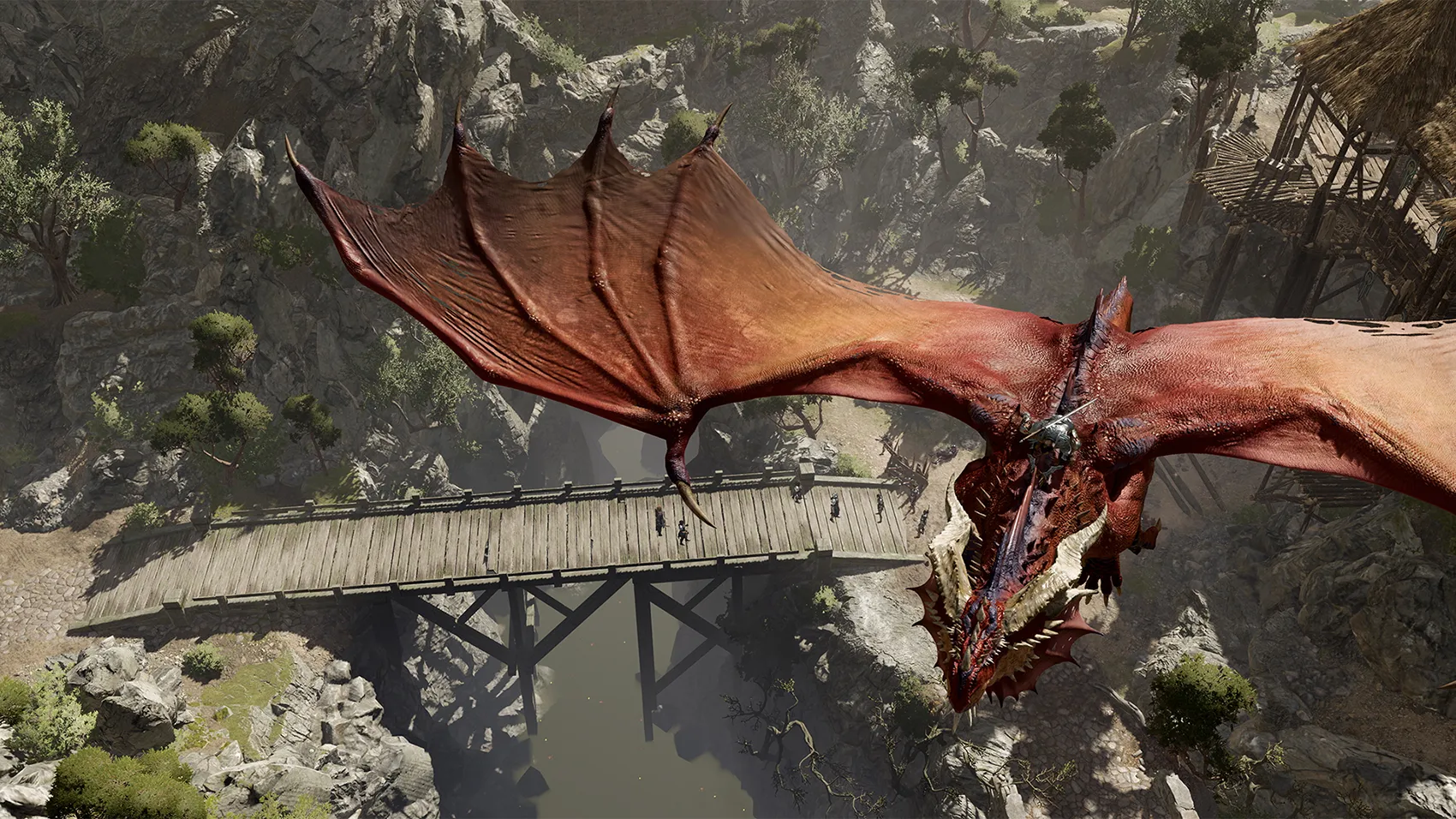 летит большой дракон в Baldur's Gate 3