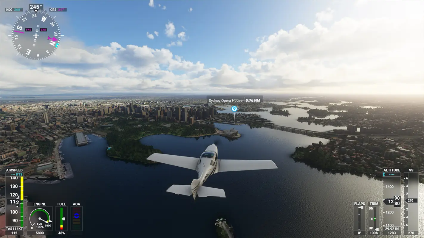 полет над водой в Microsoft Flight Simulator 2024