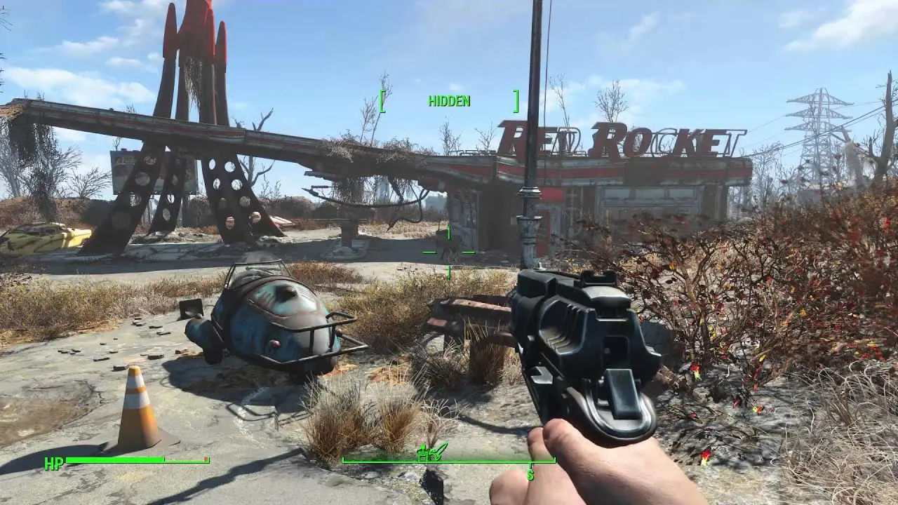 прицел направлен на очередную жертву в Fallout 4