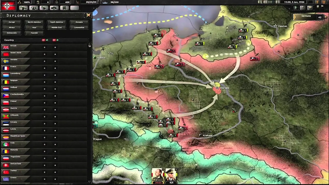 расстановка сил в Hearts of Iron IV