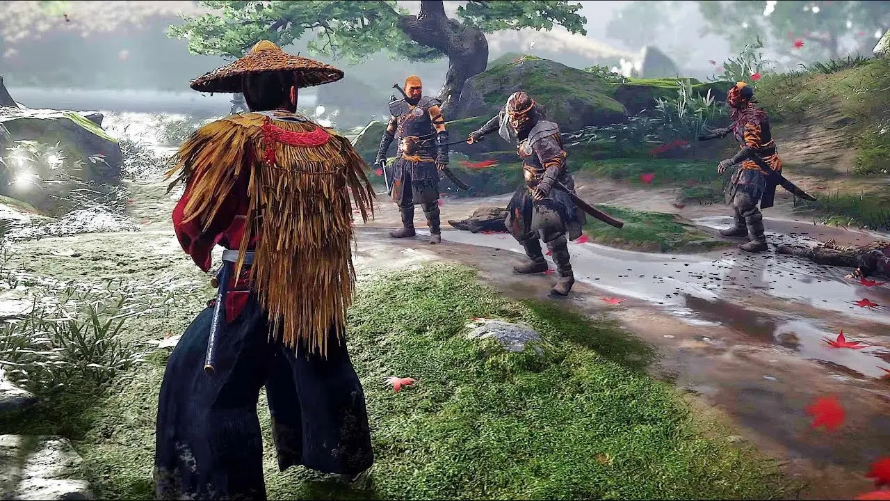 Дзину не страшно с тремя сразу сражаться в Ghost of Tsushima
