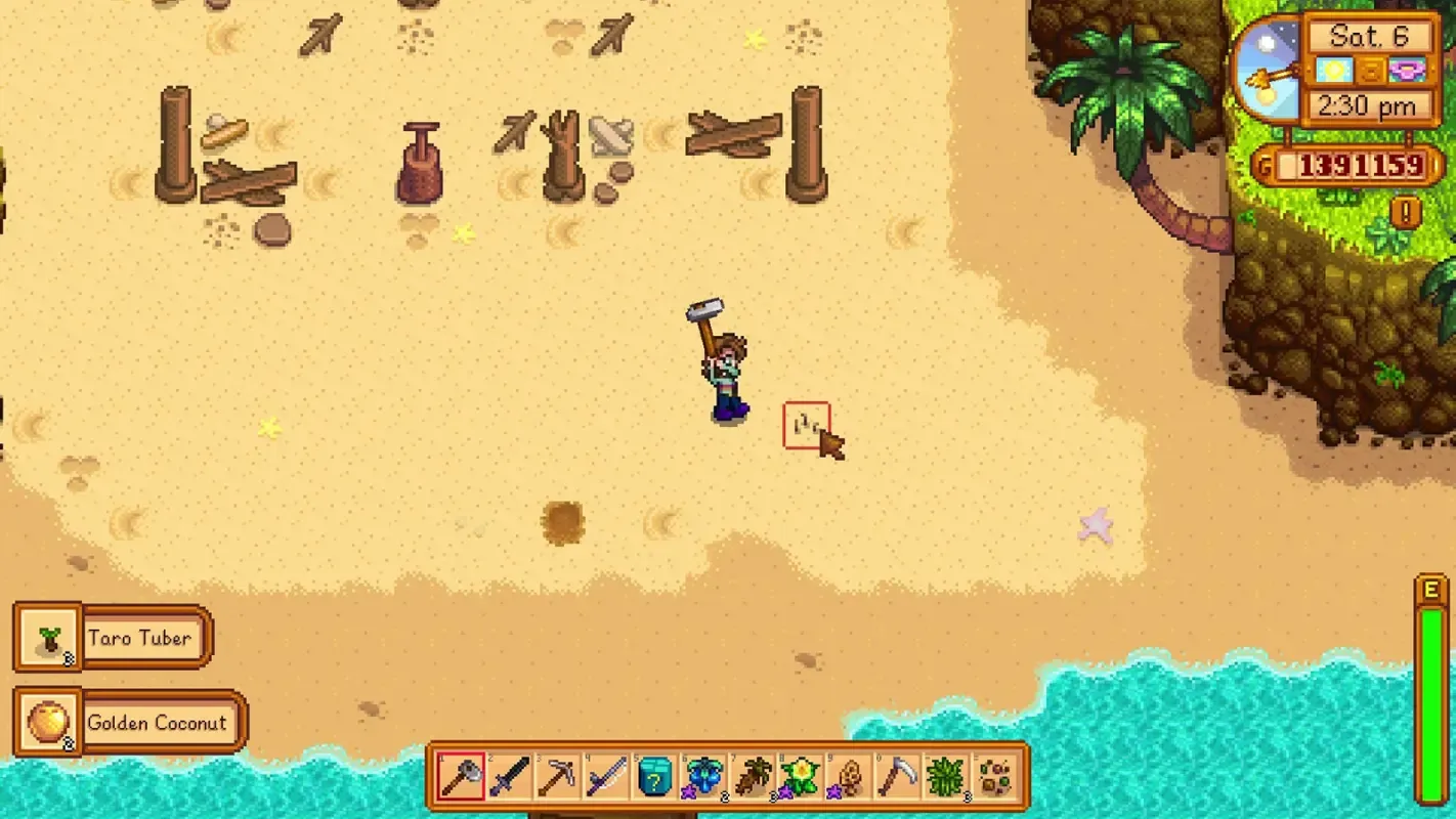 уборка пляжа в Stardew Valley