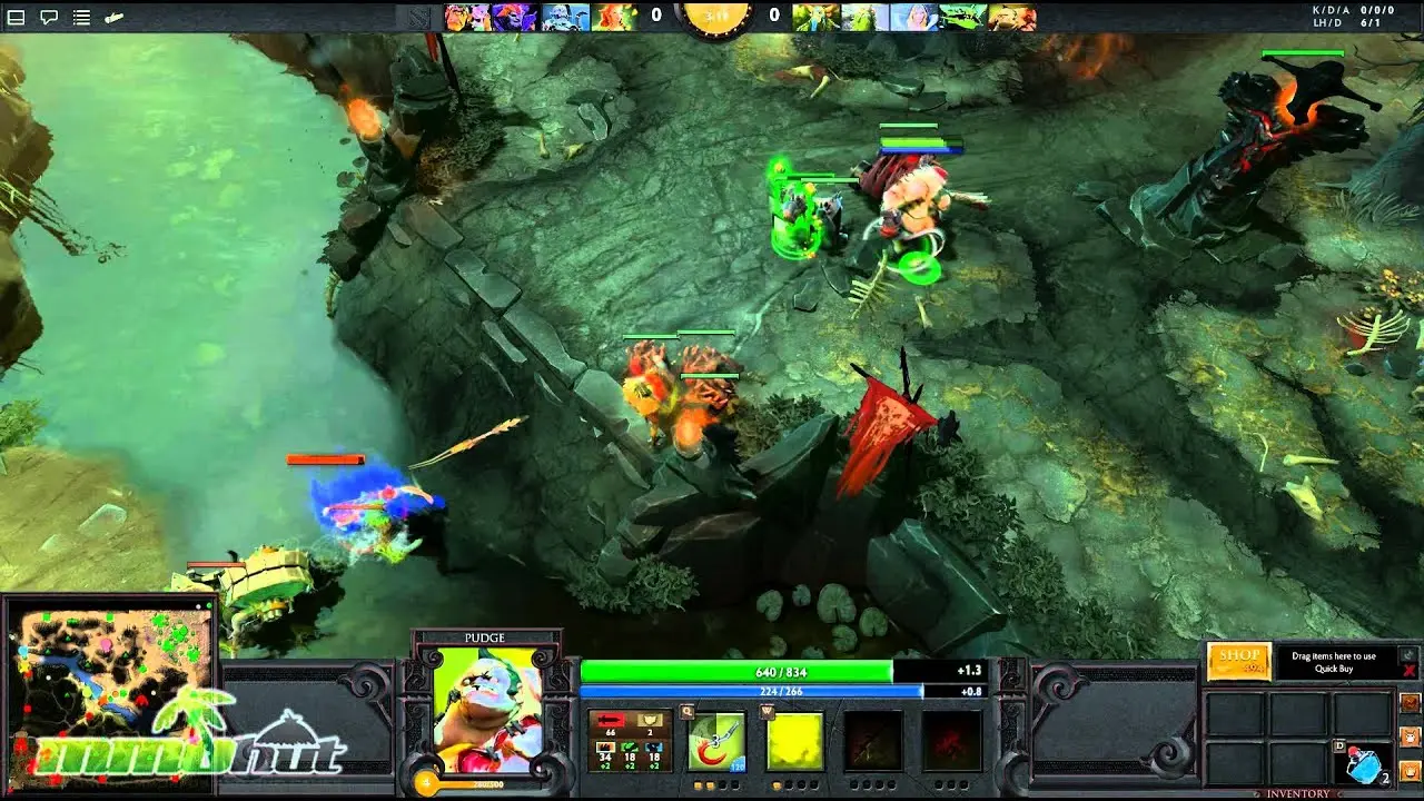 персонажи падают в воду в Dota 2