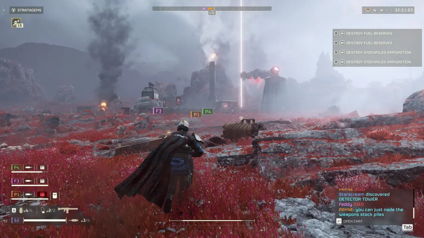 герой бежит ппо красной планете в Helldivers 2