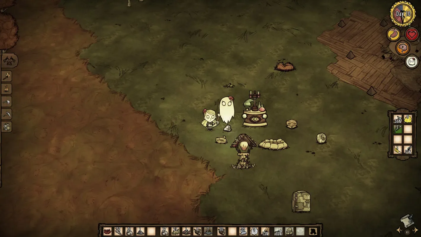 персонажи на полянке в Don't Starve Together