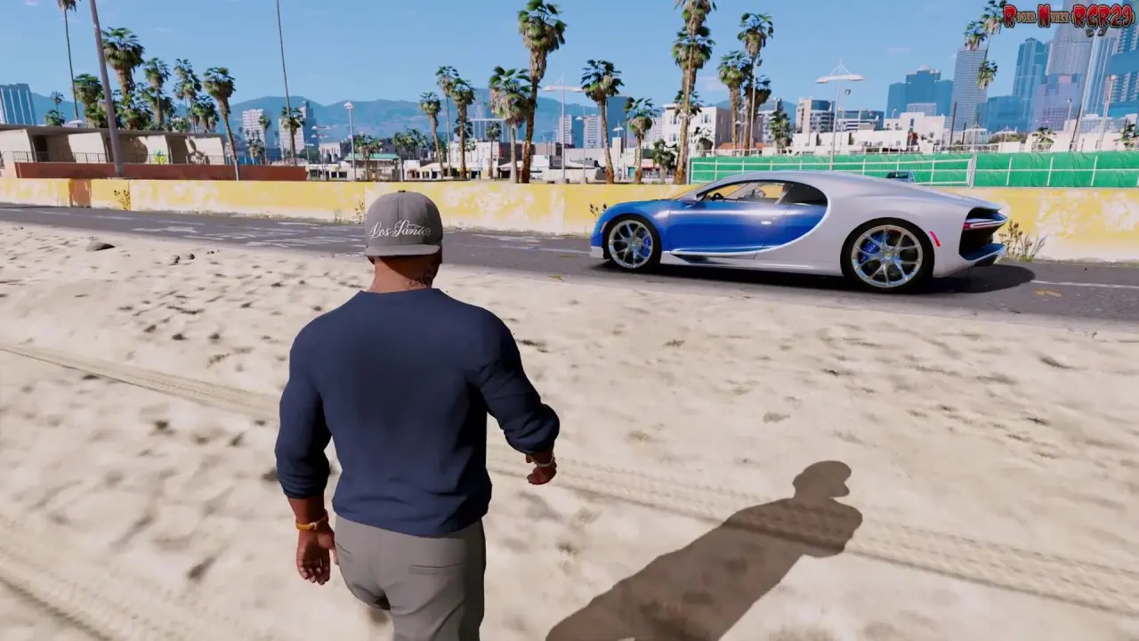 Франклин идет садиться в элитный автомобиль в Grand Theft Auto V