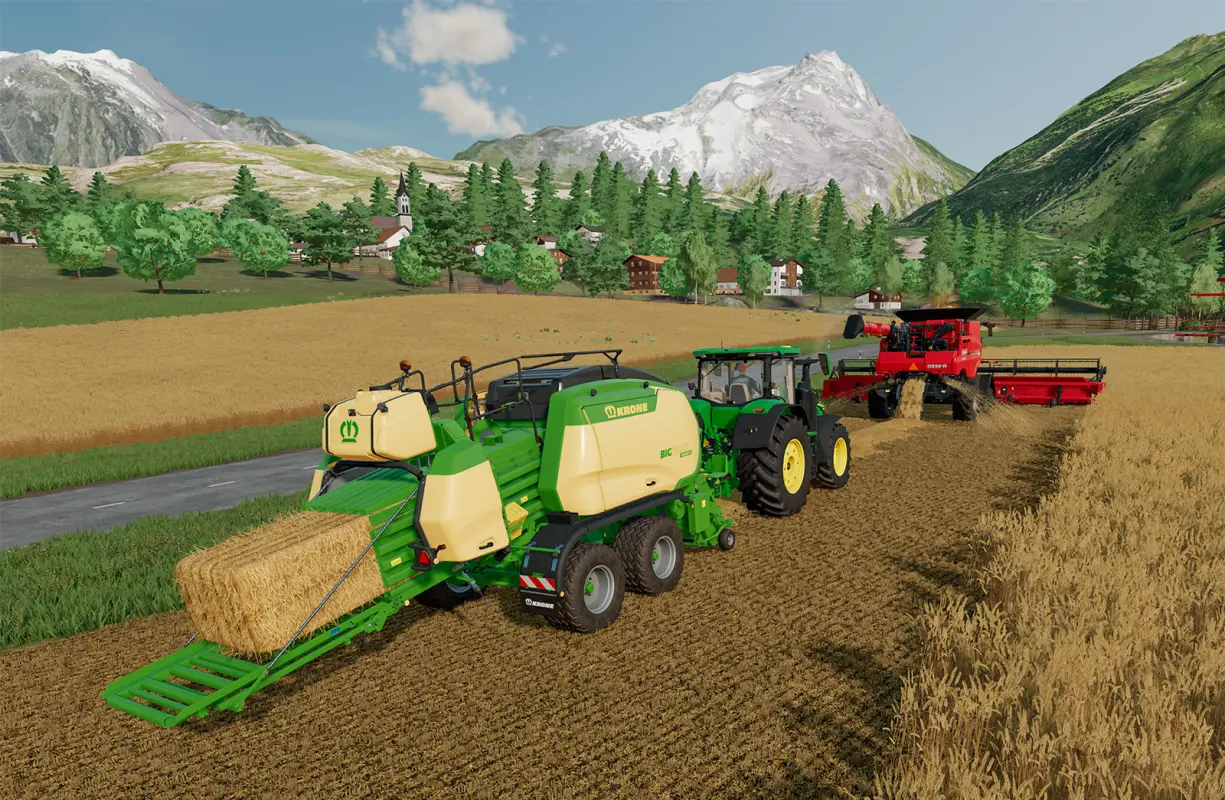 сборка урожая и сена в Farming Simulator 22