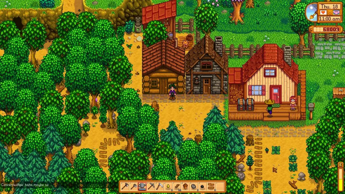 домики стоят прямо рядом с лесом Stardew Valley
