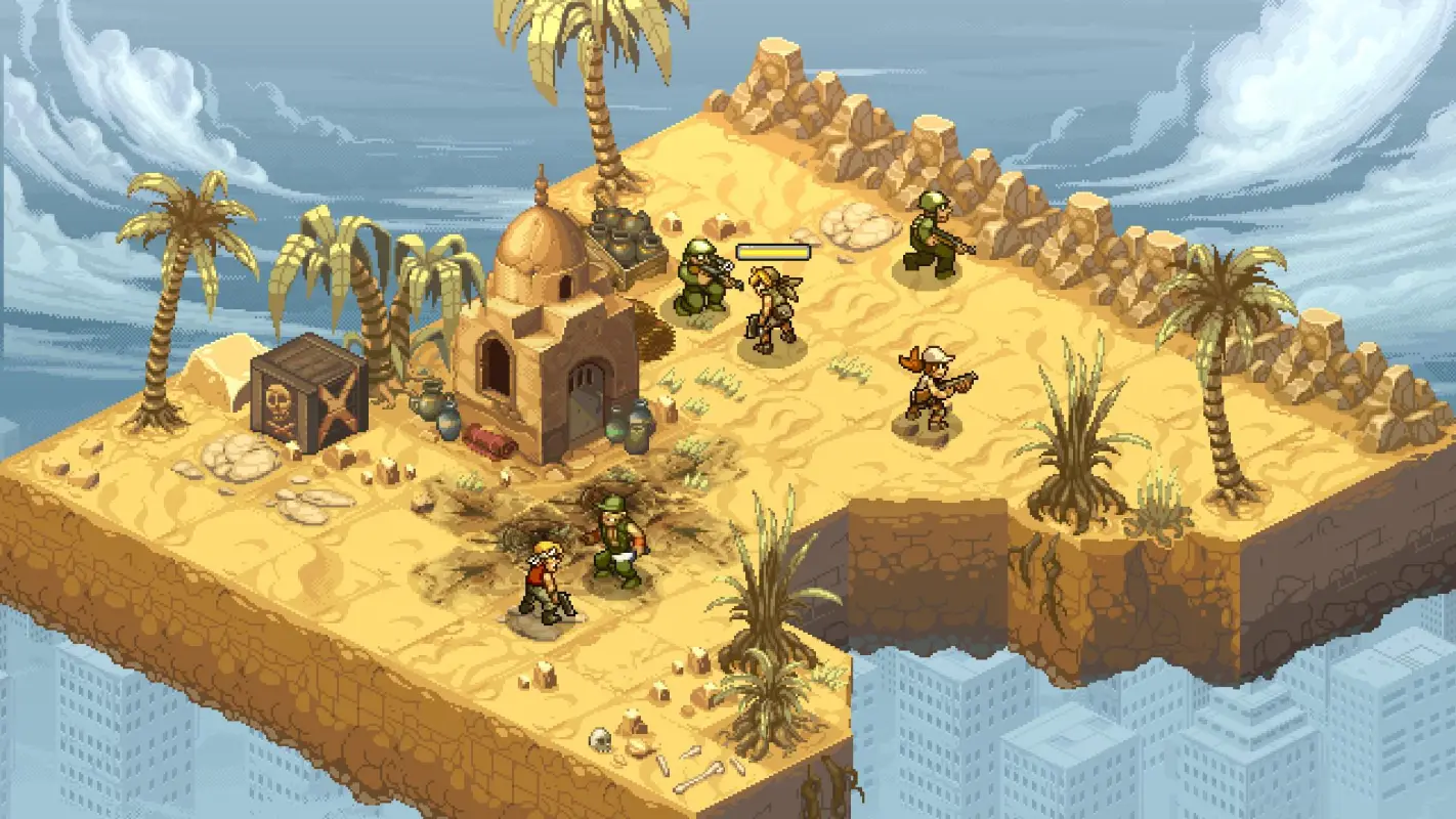 сражение на пустынном острове Metal Slug Tactics
