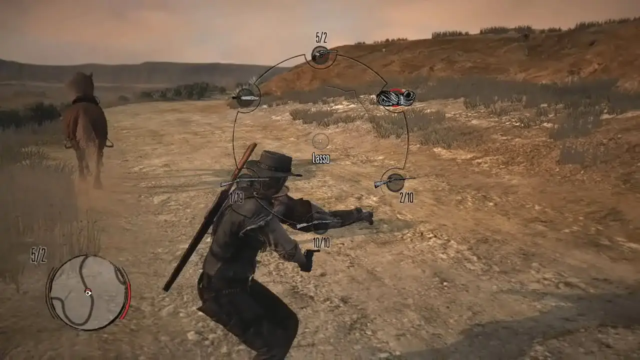 выбор оружия в Red Dead Redemption геймплей