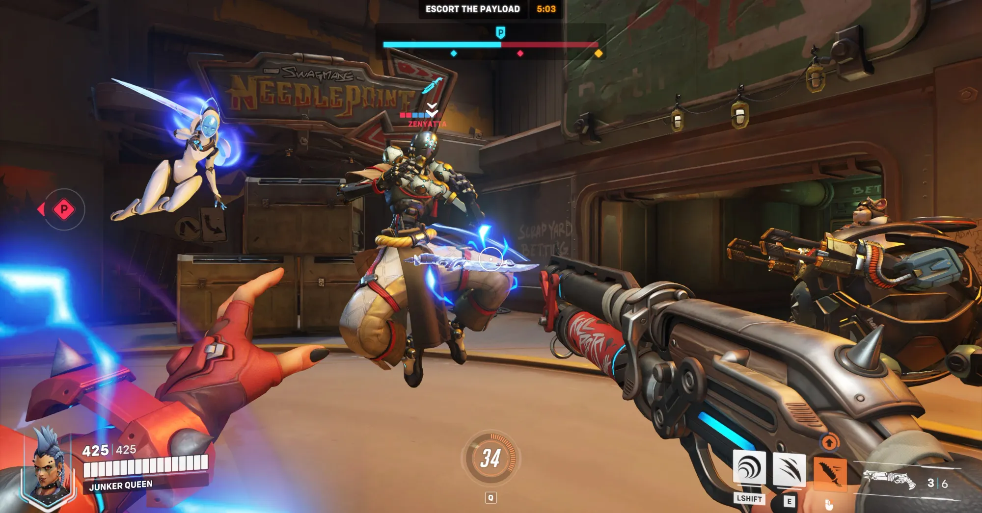 фантастическое сражение персонажней в Overwatch 2