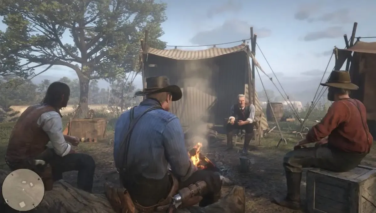 герои на привале у костра в Red Dead Redemption 2