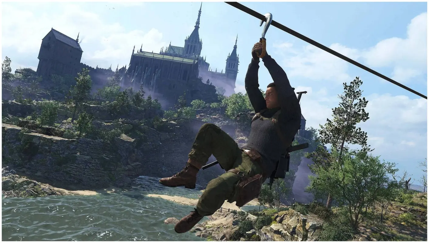 Карл Фейрберн спускается на канате в Sniper Elite 5