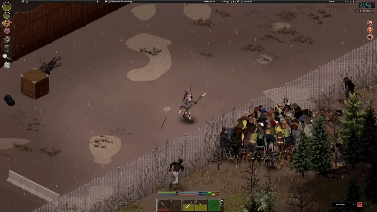 зомби скопились за сеткой Project Zomboid