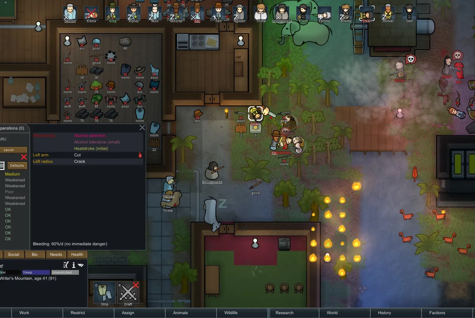 выбор персонажей в RimWorld интерфейс