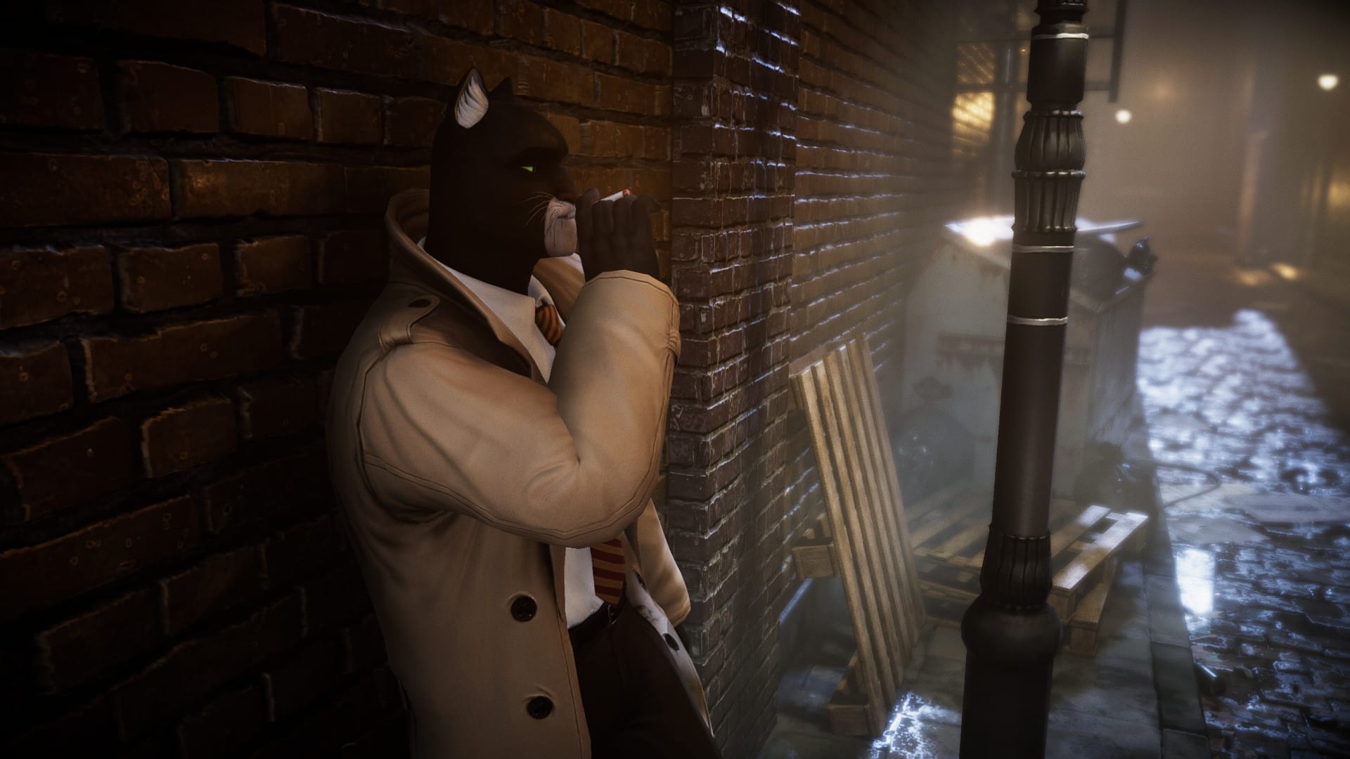 Джон Блэксад на перекуре в Blacksad: Under the Skin