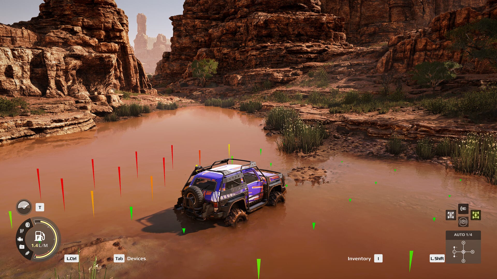 автомобиль едет по воде в Expeditions: A MudRunner Game