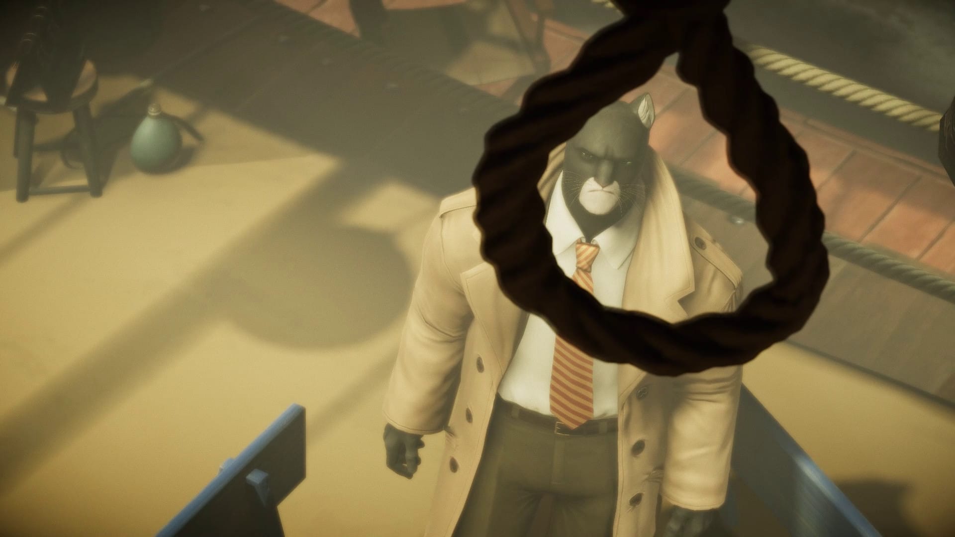 детектив смотрит на петлю в Blacksad: Under the Skin